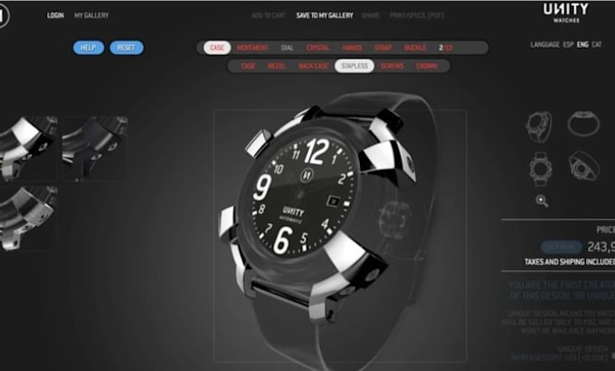 build 3d jewelry or watch configurator for your ecommerce store