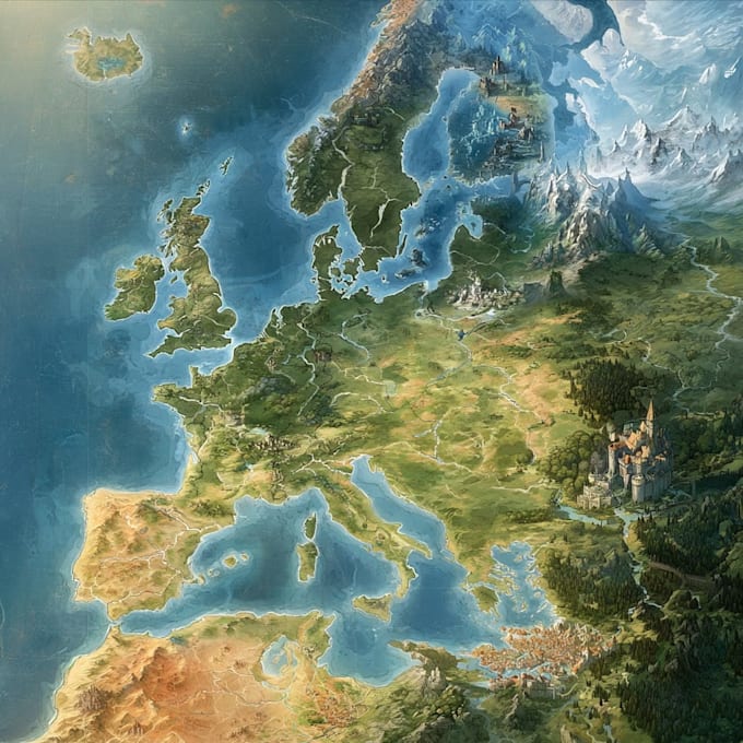 design a unique vector map, realistic or fantasy