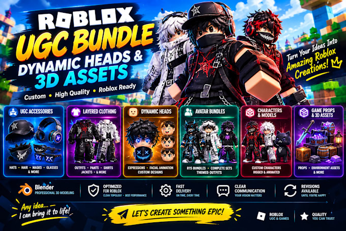 make roblox ugc bundle, dynamic heads and 3d assets