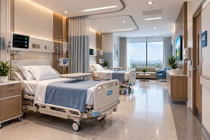 render hospital clinic pharmacy healthcare interior 3d visualization