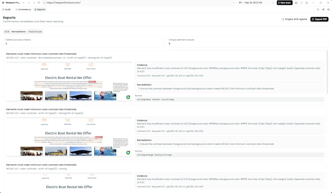 provide a website accessibility remediation report