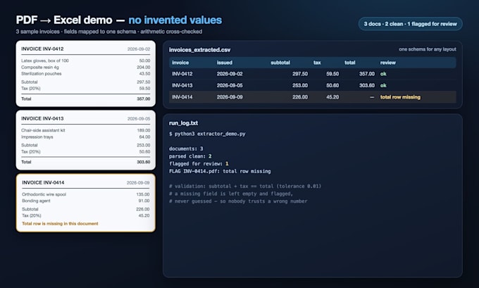 extract data from pdfs, invoices and statements into excel