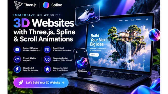 create an immersive 3d website with three js spline and scroll animations