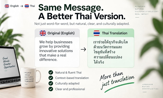 professionally translate and localize english to thai