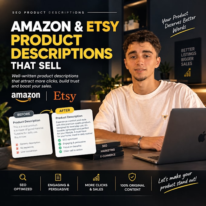 write amazon and etsy product descriptions