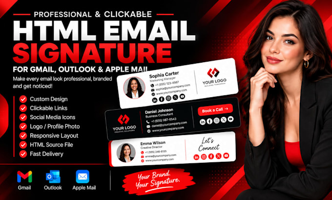 create clickable HTML email signatures for gmail, outlook and apple mail