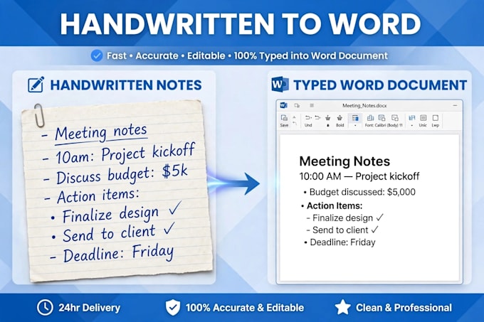 convert image to text, handwritten notes to editable word document