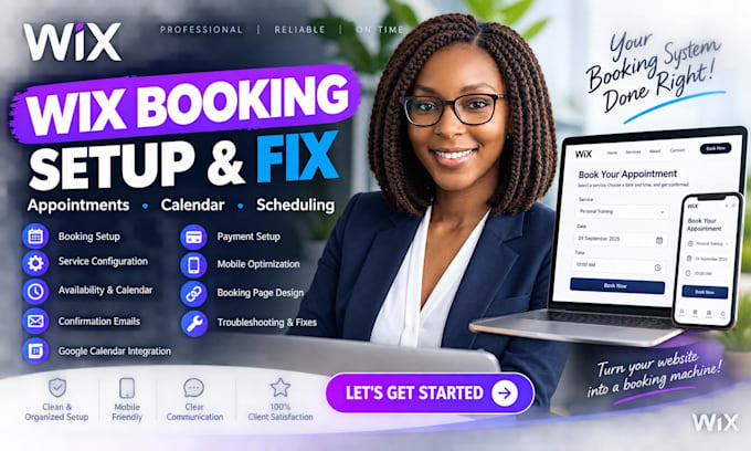 setup or fix wix booking appointment and scheduling system