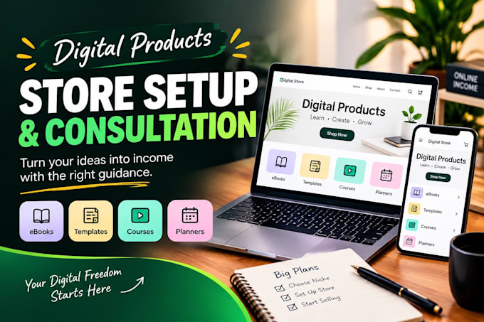 set up your digital product store, 30k etsy store setup, stan store design