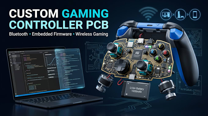 design custom gaming controller pcb, bluetooth and embedded firmware
