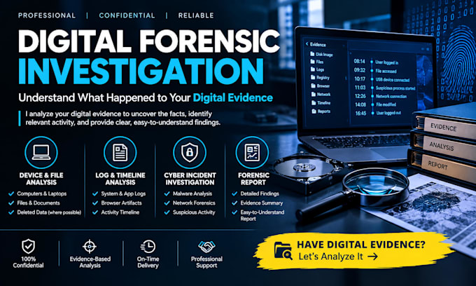 perform digital forensics, cyber investigation and forensic analysis with report