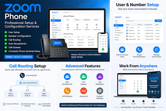 configure zoom phone users, numbers and call routing