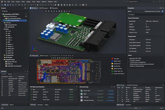 design automotive pcb layout for ecu pcb power electronics ready for manufacture