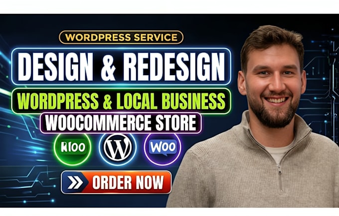 design redesign wordpress website, local business website, woocommerce website