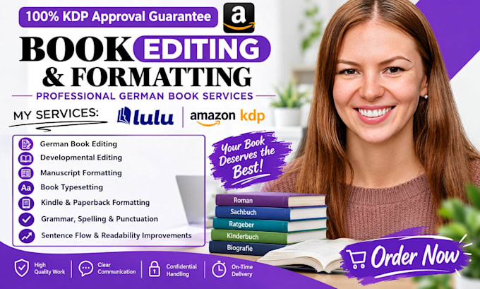 edit german book formatting, developmental editing, proofreading your manuscript