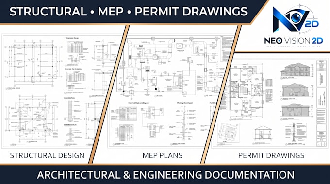 create architectural plan, structural, mep and city permit drawing plans