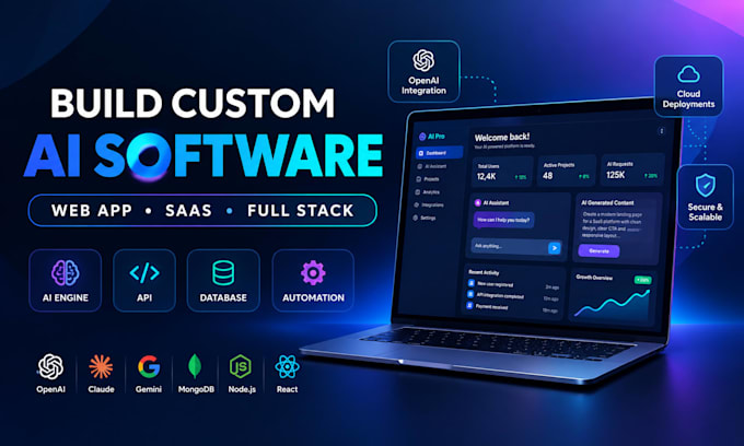 build custom ai software, ai web app, full stack application and ai software dev