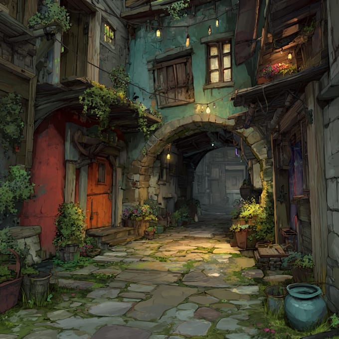 create 2d game environment concept art and illustration
