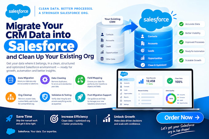 migrate your CRM data into salesforce and clean up your existing org