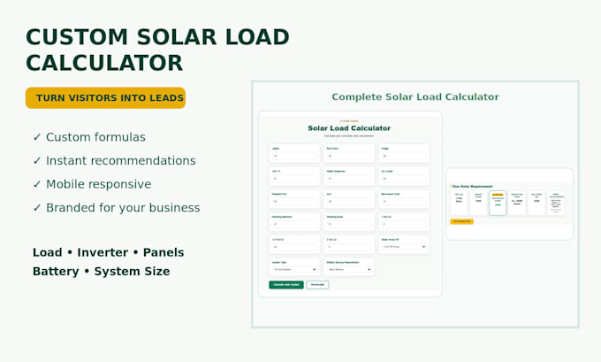 build a solar company website with a custom calculator