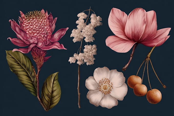 draw detailed botanical and floral illustrations