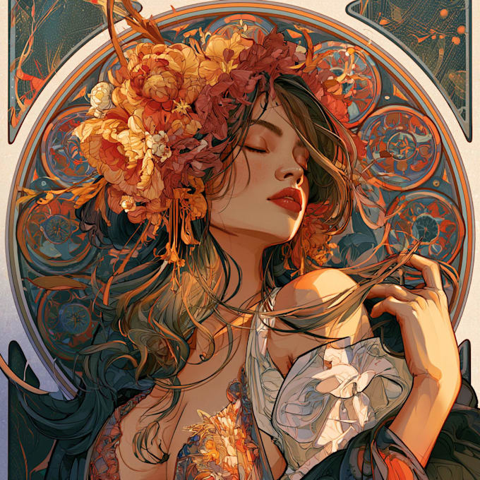 create illustrations in art nouveau style