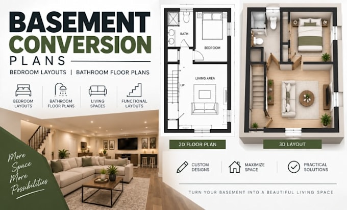 create basement conversion floor plans, bedroom layouts bathroom plans