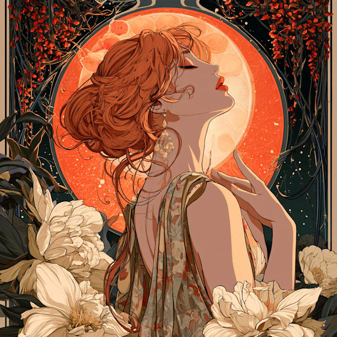 create illustrations in art nouveau style