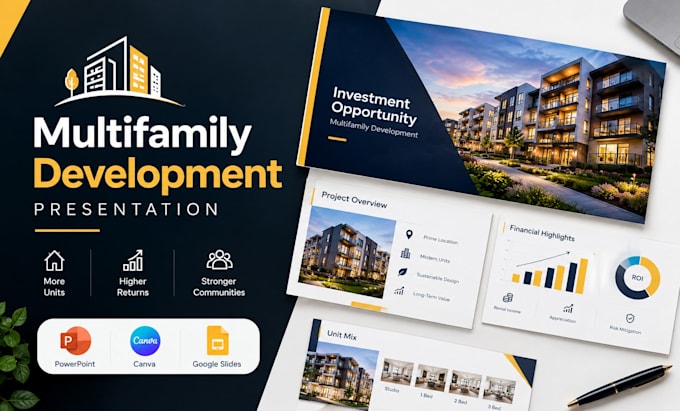 design multifamily development presentation, real estate investment deck