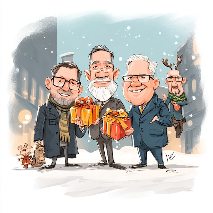 create a custom cartoon caricature holiday card