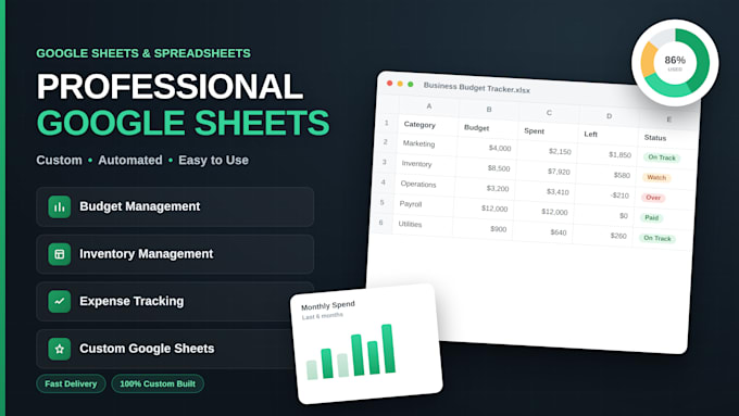 create a professional custom google spreadsheet for your business