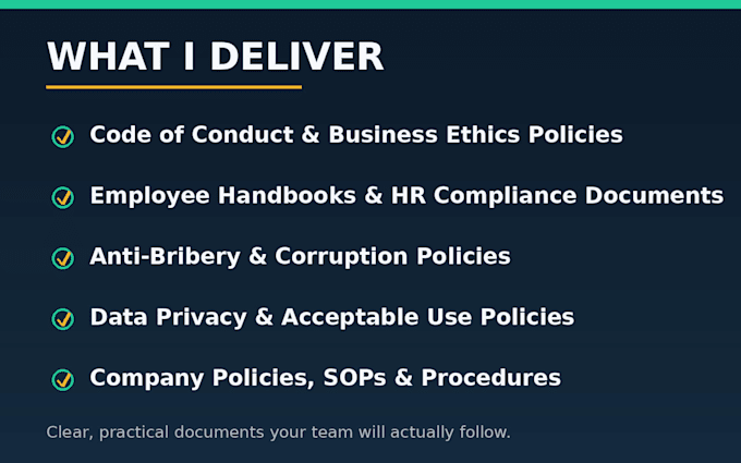 write business compliance documents and policies