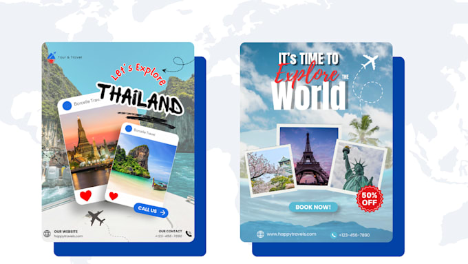 design professional travel flyers and posts
