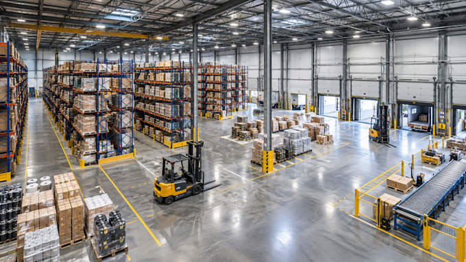 do 3d industrial warehouse, factory layout and logistics site plan design