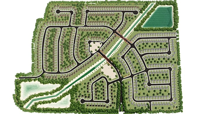 3d master plans, architectural site planning, real estate visualization render
