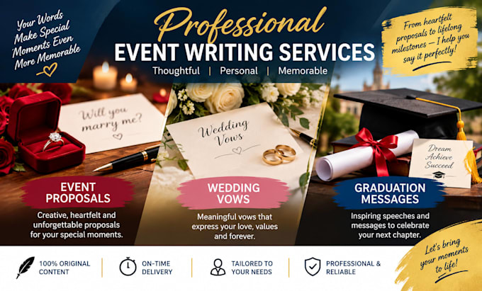 write a proposal speech, wedding vows, graduation speech,