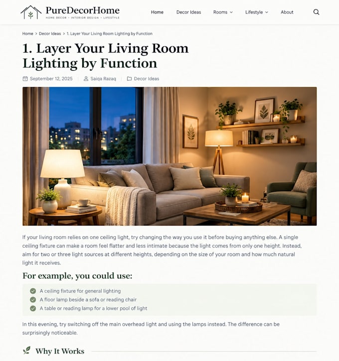 write SEO friendly home decor and interior design blog posts