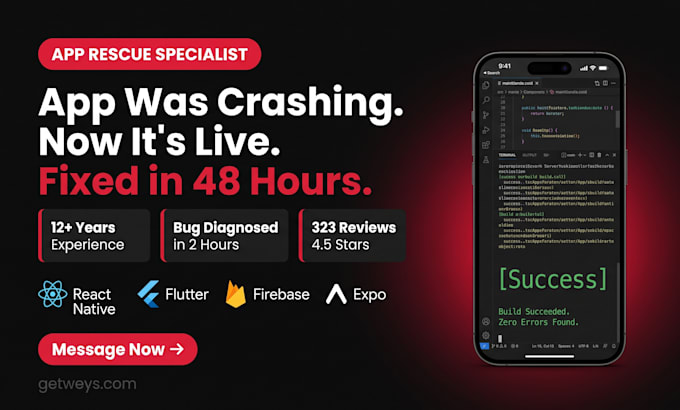 fix and rescue your react native or flutter app fast