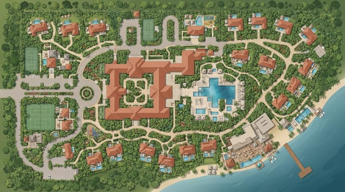 design vector map, resort map, festival map and campground map