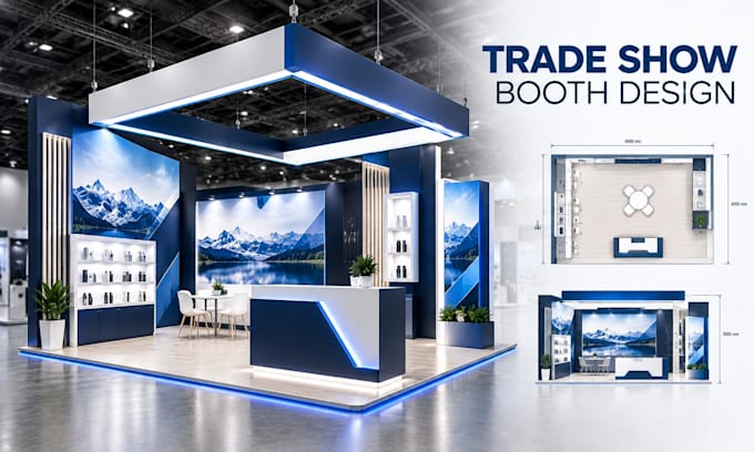 design trade show booth, exhibition stand, backdrop and booth graphics