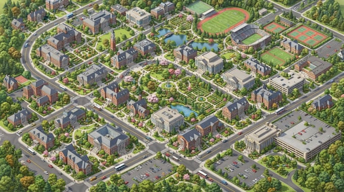 create 3d isometric map, site map, wayfinding map, campground map