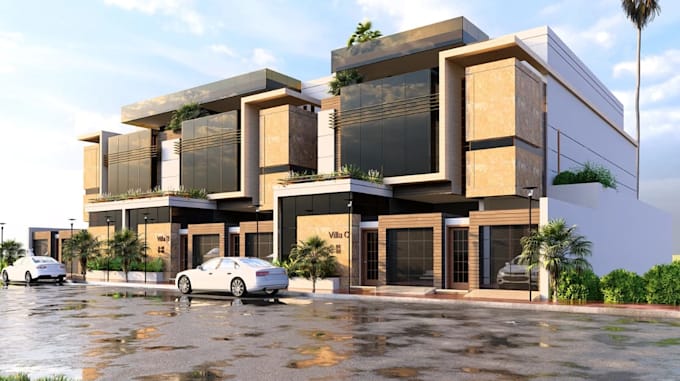 visualize 3d detached house,cgi duplex villa,old property to new,exterior render