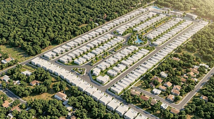design 3d real estate master planning subdivision plan aerial site plan render