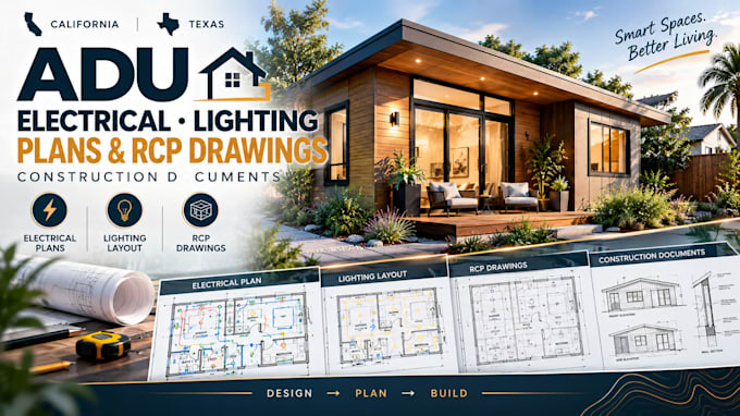 create california texas adu electrical lighting plans rcp drawings