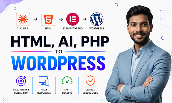 convert figma to elementor, figma to wordpress or HTML, ai to wordpress