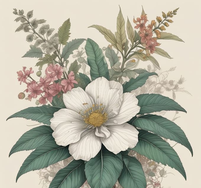 draw an unique botanical illustration