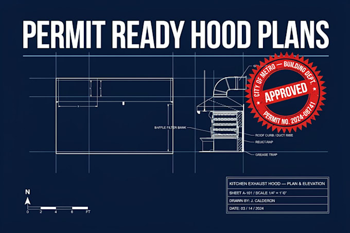 restaurant kitchen ventilation permit drawings for city approval