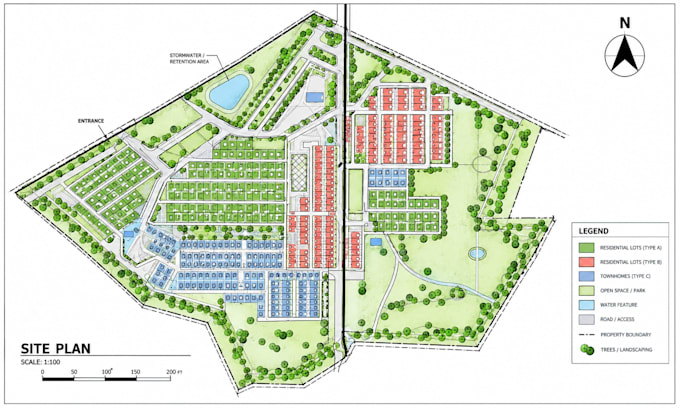 draw a 2d site plan, plot plan, property site plan for real estate city permit