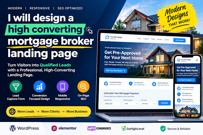 design high converting mortgage broker landing page