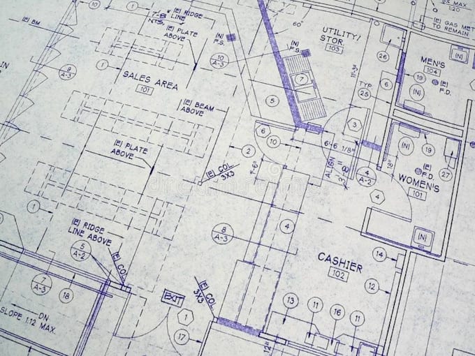 draft permit drawings for construction blueprint and architectural floor plans
